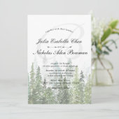 Invitation Watercolor Pine Woods Forest Monogramme Mariage (Debout devant)