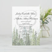 Invitation Watercolor Pine Woods Forest Monogramme Mariage (Debout devant)
