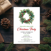 Invitation Watercolor Pine Wreath Christmas Party Card