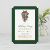 Invitation Watercolor Pines Calligraphie Gold Holiday Party (Debout devant)
