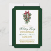 Invitation Watercolor Pines Calligraphie Gold Holiday Party (Devant)