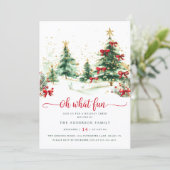 Invitation Watercolor Pines Christmas Party (Debout devant)
