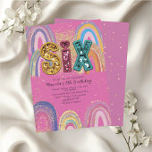 Invitation Watercolor pink and gold stars BirthdaInvitation