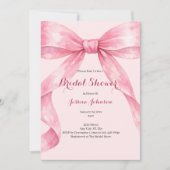 Invitation Watercolor Pink Bow Bridal Shower (Devant)