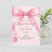 Invitation Watercolor Pink Bow Bridal Shower (Debout devant)