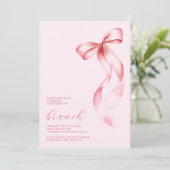 Invitation Watercolor Pink Bow Chic Galentine’s Day Brunch (Debout devant)