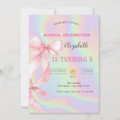 Invitation Watercolor Pink Bow Holographic Birthday (Devant)