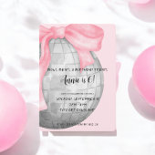 Invitation Watercolor Pink Bow Silver Disco Ball Anniversaire