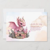 Invitation Watercolor Pink Dragon Books pour bébé (Devant)