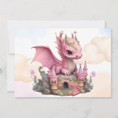 Invitation Watercolor Pink Dragon Books pour bébé (Dos)