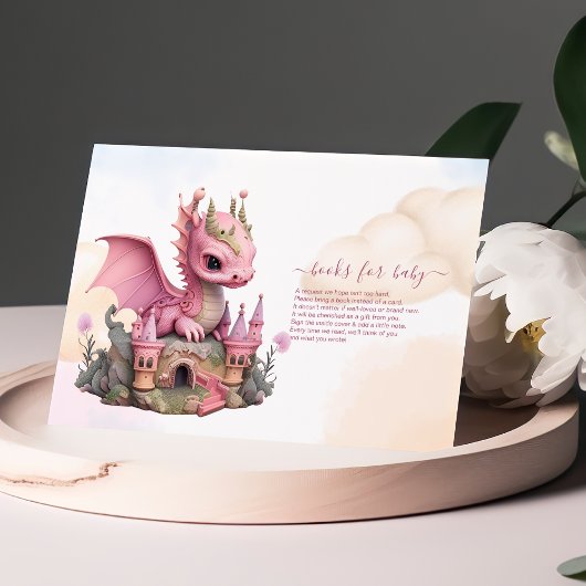 Invitation Watercolor Pink Dragon Books pour bébé