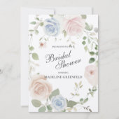 Invitation Watercolor Pink Flowers Wedding Bridal Shower (Devant)