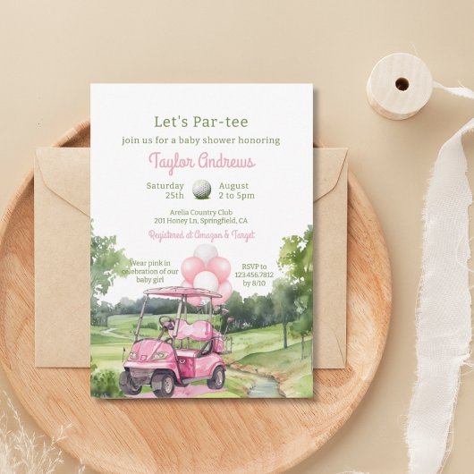 Invitation Watercolor Pink Golf Baby shower