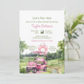 Invitation Watercolor Pink Golf Baby shower (Debout devant)