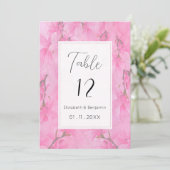 Invitation Watercolor pink green orchid flowers Table Numbers (Debout devant)