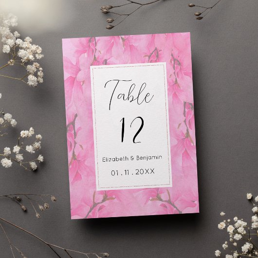 Invitation Watercolor pink green orchid flowers Table Numbers