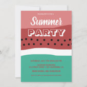 Invitation Watercolor Pink Green Watermelon fête d'été (Devant)