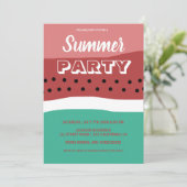 Invitation Watercolor Pink Green Watermelon fête d'été (Debout devant)