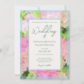 Invitation Watercolor Pink Hydrangea Garden QR Code Wedding  (Devant)