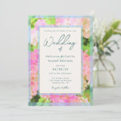 Invitation Watercolor Pink Hydrangea Garden QR Code Wedding  (Debout devant)