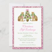 Invitation Watercolor Pink Leopard Christmas Tree Party (Devant)