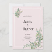 Invitation Watercolor pink mint flower bouquet Wedding (Devant)