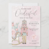 Invitation watercolor Pink Nutcracker 1er anniversaire Noël (Devant)