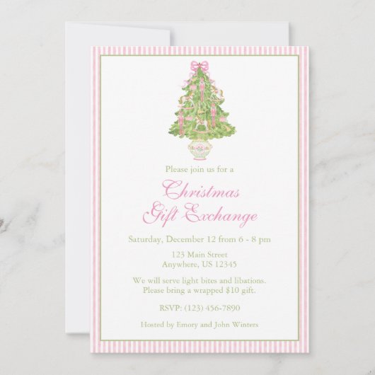 Invitation Watercolor Pink Nutcracker Tree (Devant)