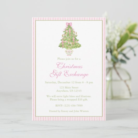 Invitation Watercolor Pink Nutcracker Tree (Debout devant)