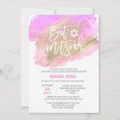 Invitation Watercolor Pink Purple Gold BAT MITZVAH Star David (Devant)