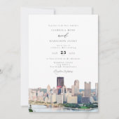 Invitation Watercolor Pittsburgh Pennsylvania Skyline Wedding (Devant)