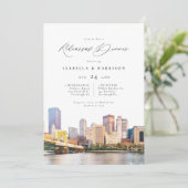 Invitation Watercolor Pittsburgh Skyline Mariage Répétition e (Debout devant)