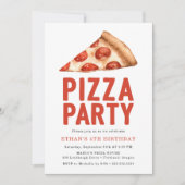 Invitation Watercolor Pizza Party Anniversaire de fête Invita (Devant)