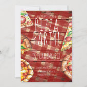 Invitation Watercolor Pizza Plaid Anniversaire Restaurant (Devant)