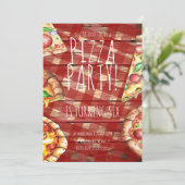 Invitation Watercolor Pizza Plaid Anniversaire Restaurant (Debout devant)