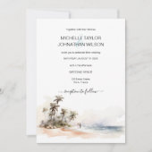 Invitation Watercolor Plage tropicale Destination Mariage (Devant)