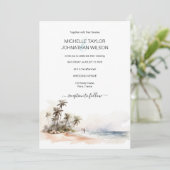 Invitation Watercolor Plage tropicale Destination Mariage (Debout devant)