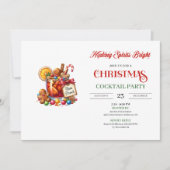 Invitation Watercolor playful Christmas cocktails party  (Devant)