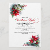 Invitation Watercolor Poinsettia Christmas Party (Devant)