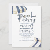 Invitation Watercolor pool Umbrella Pool Party Invite (Devant)