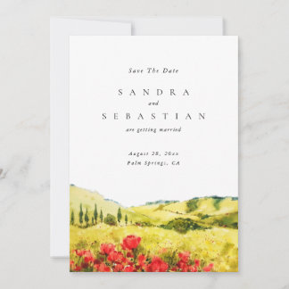 Invitation Watercolor Poppy Printemps Mariage Enregistrer la