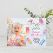 Invitation Watercolor Popsicle Party Deux Cool 2e anniversair (Debout devant)