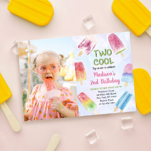 Invitation Watercolor Popsicle Party Deux Cool 2e anniversair