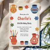 Invitation Watercolor Pottery Painting Birthday Party