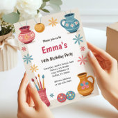 Invitation Watercolor Pottery Painting Birthday Party