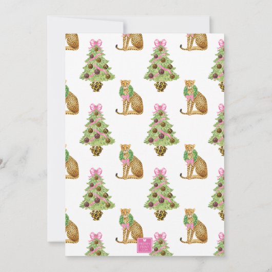 Invitation Watercolor Preppy Leopard Christmas Party (Dos)