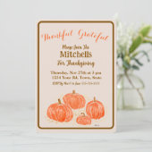 Invitation Watercolor Pumpkins Thankful Grateful (Debout devant)