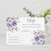 Invitation Watercolor Purple & Blue Floral Wedding RSVP (Debout devant)