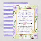 Invitation Watercolor Purple Summer Flowers Sweet 16 (Devant / Derrière)