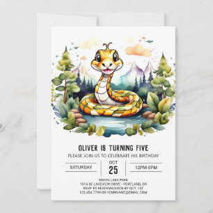 Invitation Watercolor Python fête anniversaire